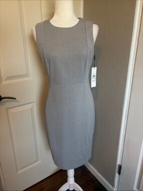 Calvin Klein Gray Sleeveless grey textured  Sheath Midi Dress
